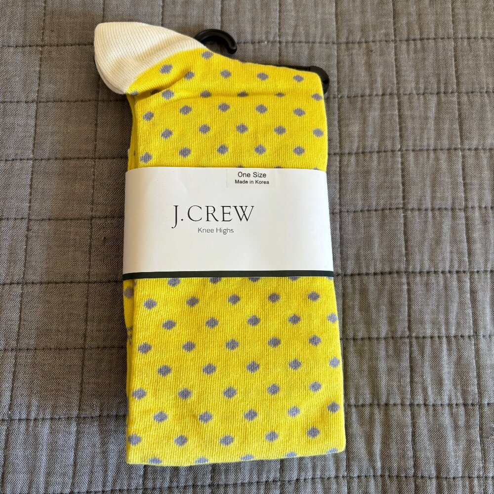 J. Crew Yellow Polka Dot Knee-High Socks